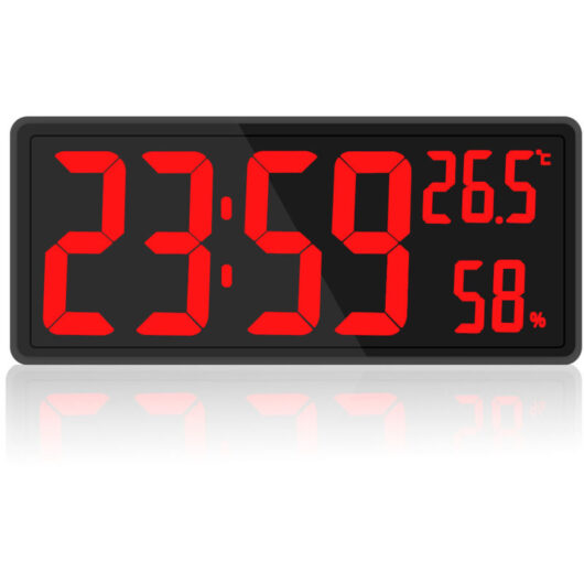 LED alarm clock for wall or table, indoor display, flexible mounting