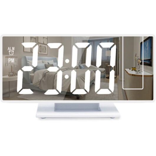 Large LED screen alarm clock, projection function, USB port and snooze alarm