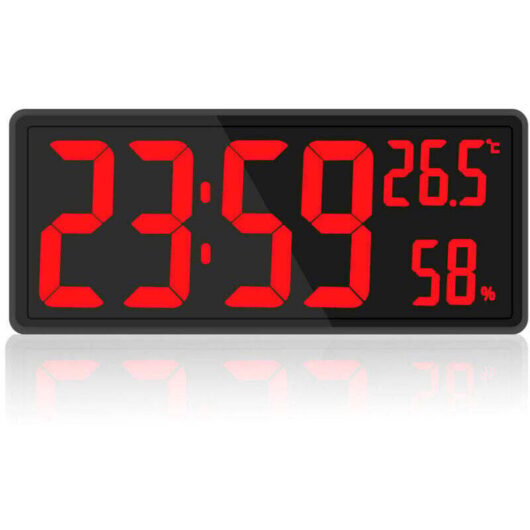 Large screen digital clock, large digital wall clock with temperature and humidity display, digital wall clock with LED numbers
