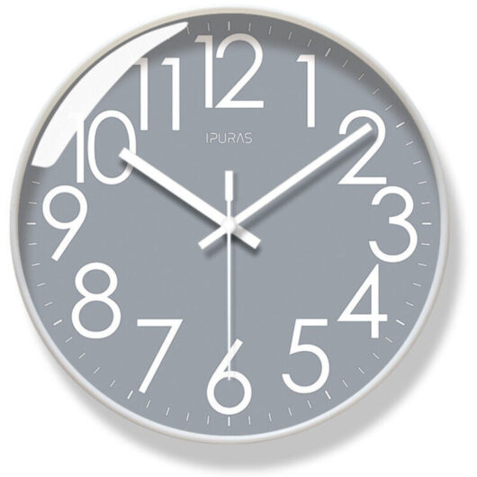 Never used] Silent Wall Clock Radio Controlled, Modern Design, Vintage Kitchen, 30cm Diameter, Large, Digital, Living Room (Dark Grey)