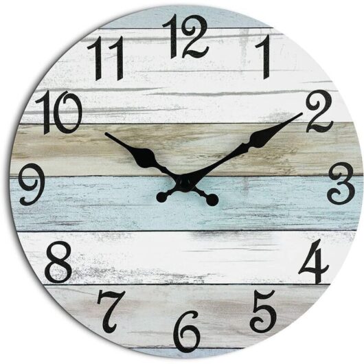 Odipie - Clock 10 Inch Wall Clock - Silent Non Ticking Battery Operated Wall Clock, Rustic Coastal Country Clock Decorative for Bathroom, Kitchen,