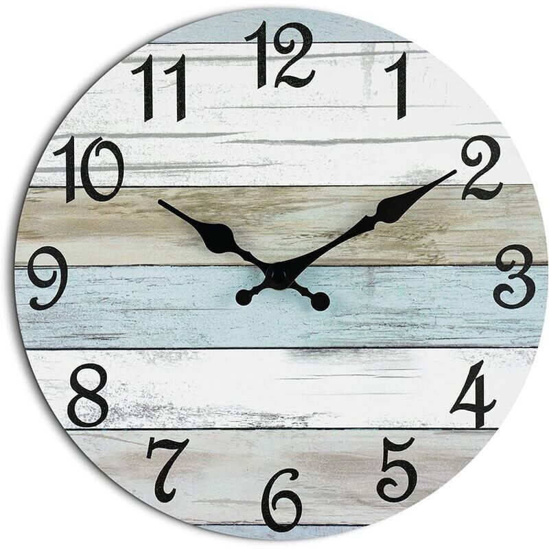 Odipie - Clock 10 Inch Wall Clock - Silent Non Ticking Battery Operated Wall Clock, Rustic Coastal Country Clock Decorative for Bathroom, Kitchen,