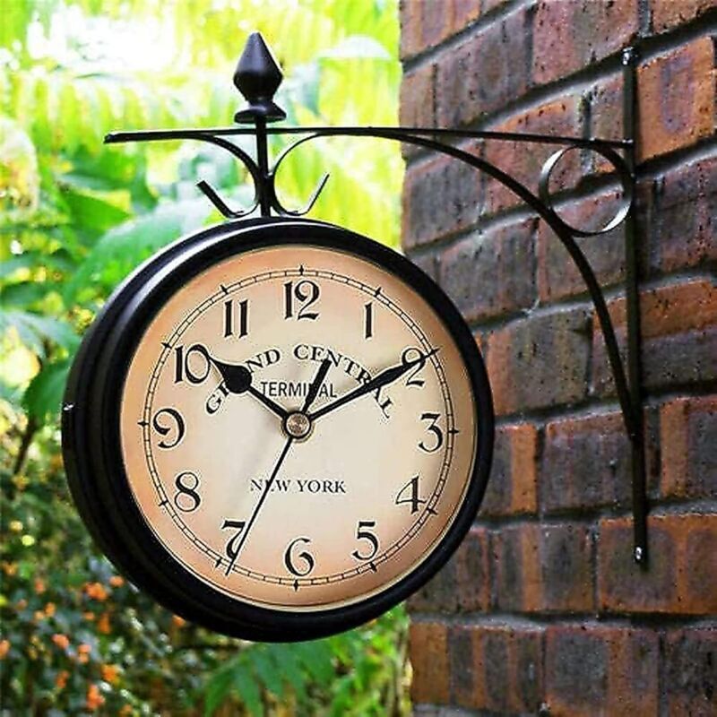 Odipie - Garden Paddington Station Double Sided Wall Clock Outdoor Mount