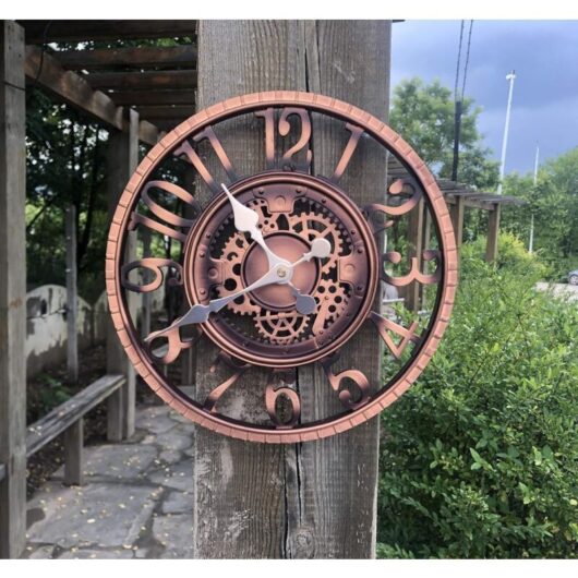 Odipie - Large Retro Garden Clock - Weatherproof - Bathroom Clock - Vintage Decor - Non Ticking