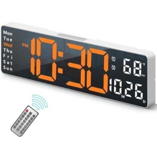 Odipie - Large Screen Digital Wall Clock, 16.2 Inch Large Wall Clocks, led Digital Clock with Remote Control for Living Room Decoration, Automatic