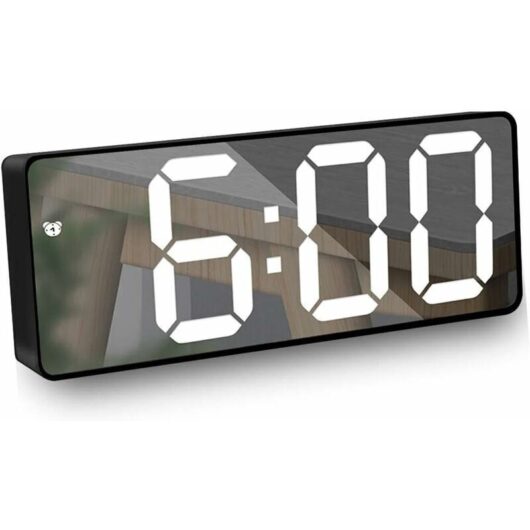 Odipie - Mirror Alarm Clock, Digital Alarm Clock with Date/Temperature/Snooze/2 Alarm/USB Charging Port led Display, for Travel Bedroom Office
