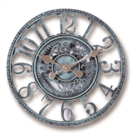 Outdoor Wall Clock, 30cm Waterproof Garden Clock, Retro Decorative Clocks for Home, Kitchen, Living Room - Non-Silent (Turquoise)