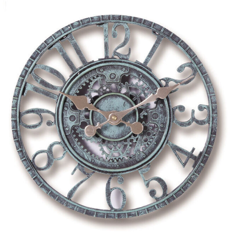Outdoor Wall Clock, 30cm Waterproof Garden Clock, Retro Decorative Clocks for Home, Kitchen, Living Room - Non-Silent (Turquoise)
