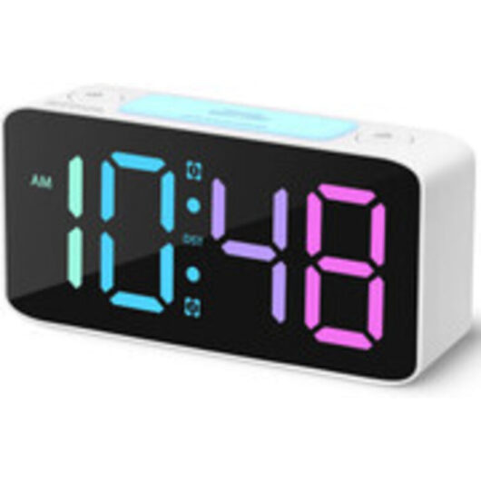 Super Loud Digital Alarm Clock for Heavy Sleepers - Alarm 105 dB, Large LED Display, 7-Color Night Light, USB Charging and Snooze Function