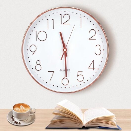 Wall Clock 30CM (12 Inch) Modern Silent Wall Clock, Movement 3D Numbers Rose Gold Classic Wall Clock for Living Room Bedroom Office